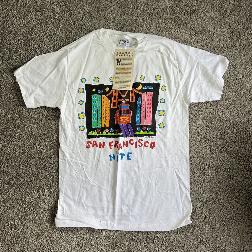 Hanes San Francisco Adult Vtg T-Shirt Small Frisco Single Stitch Y2k Dead Stock